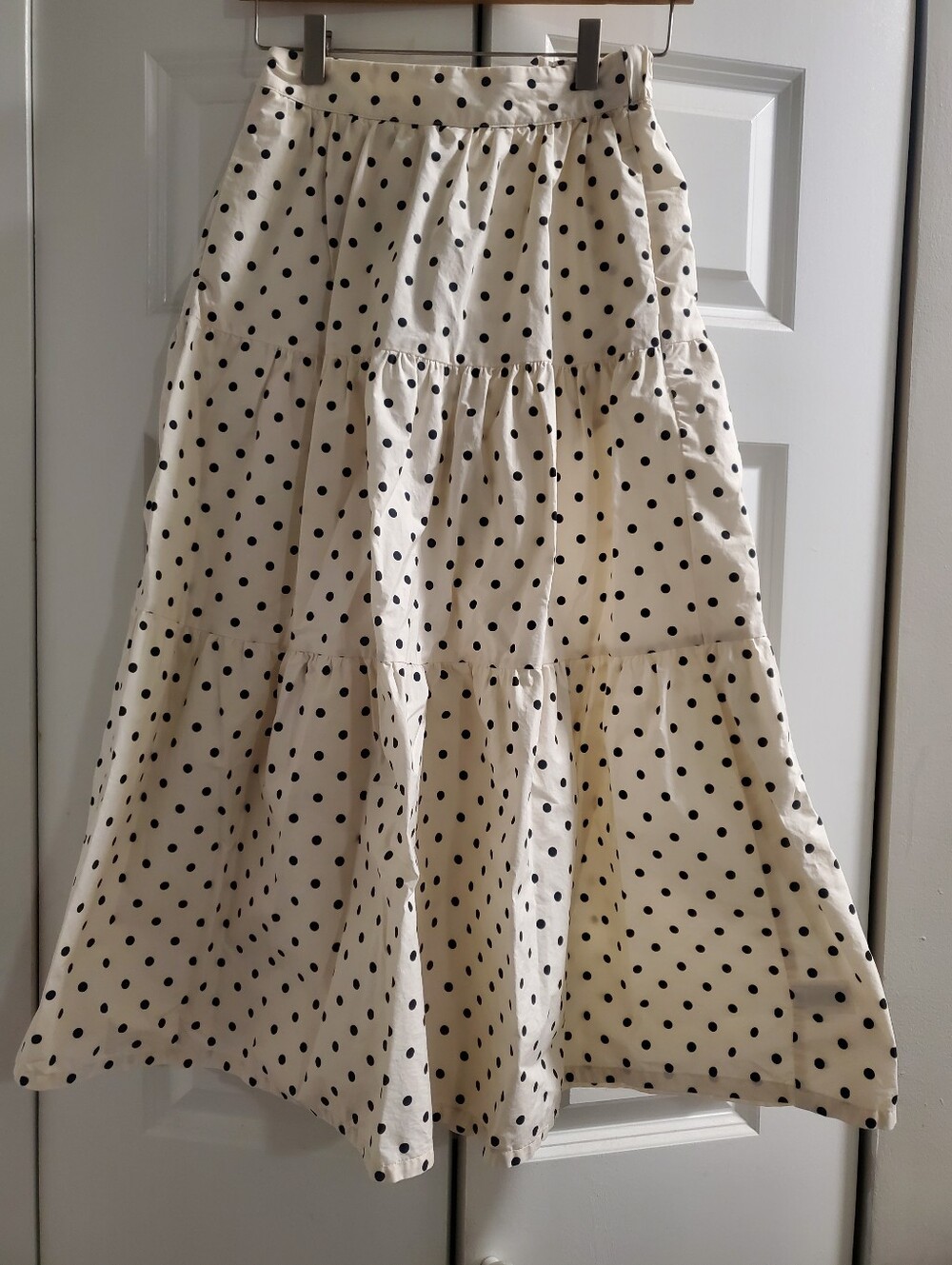 A New Day Women's Tiered Midi Polka Dot Skirt with Pockets Size XS